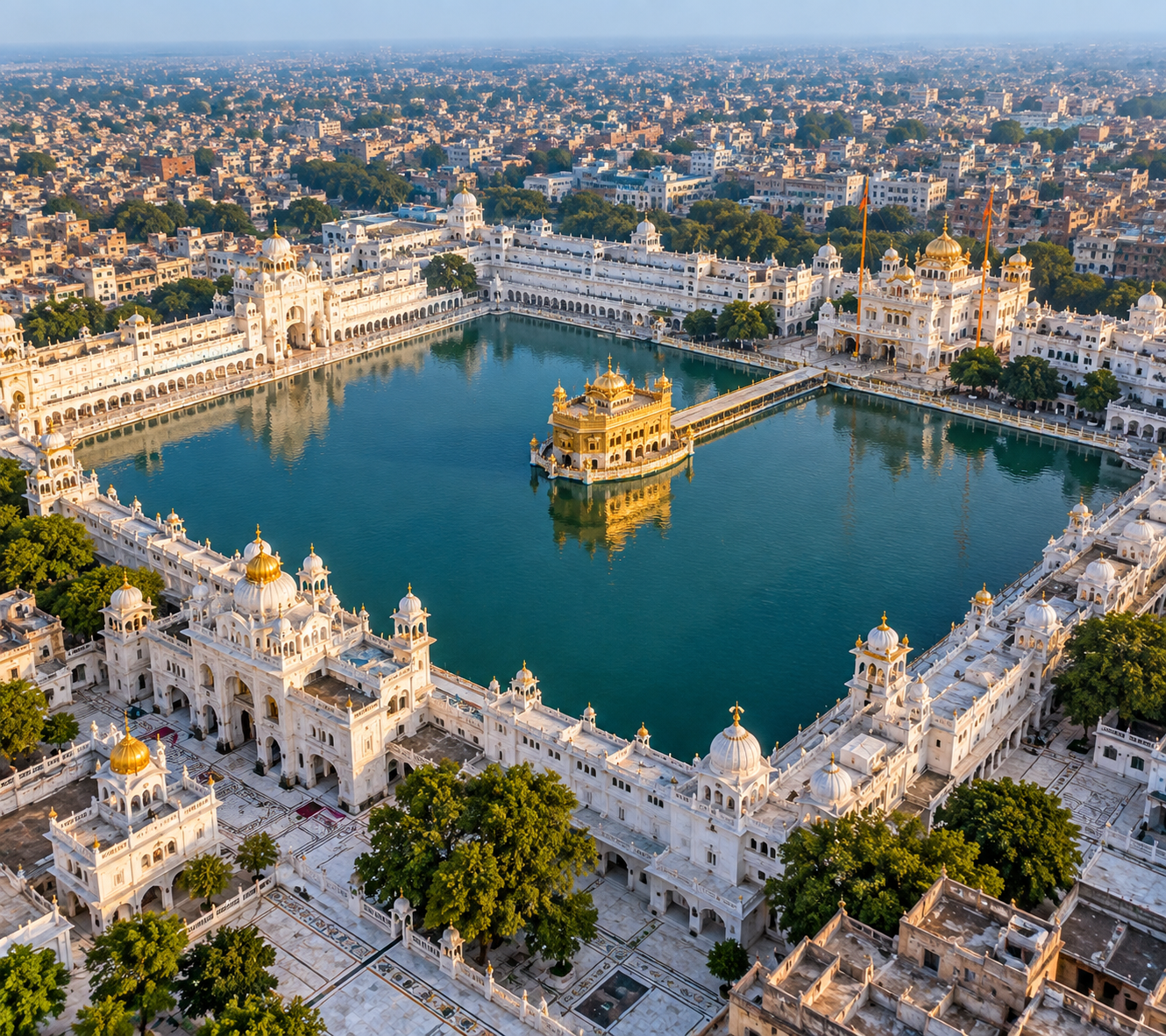 Sri Akal Takht Sahib with ornate golden facade standing opposite Harmandir Sahib in Amritsar