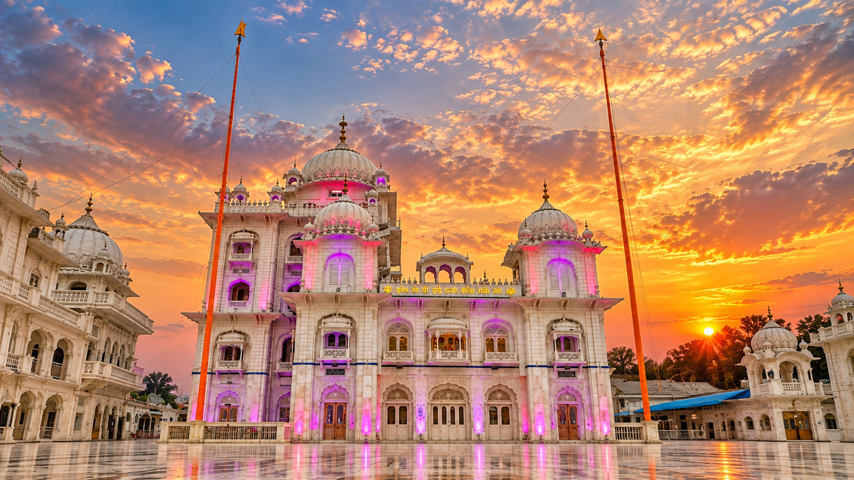Harmandir Sahib Patna with white marble facade and golden dome, birthplace of Guru Gobind Singh Ji in Bihar