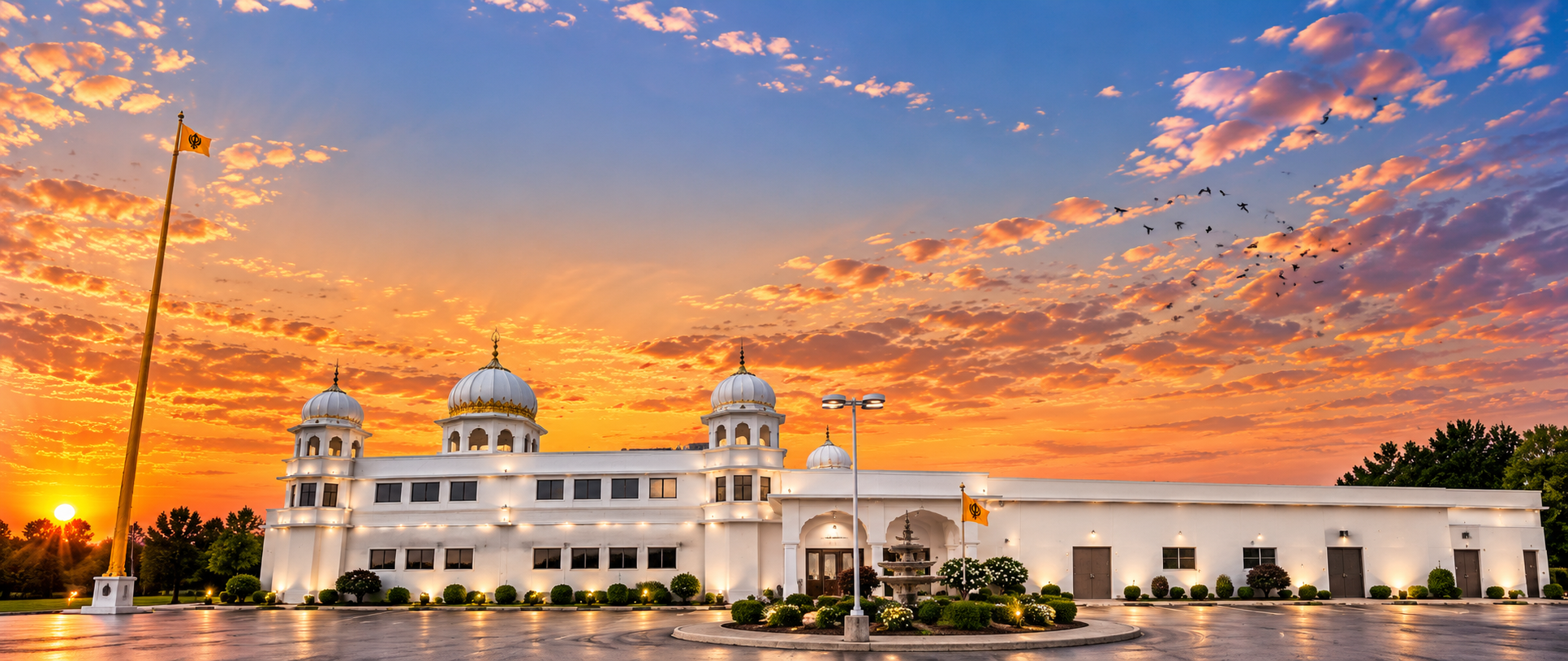 Gurdwara Khalsa Parkash Windsor at golden hour