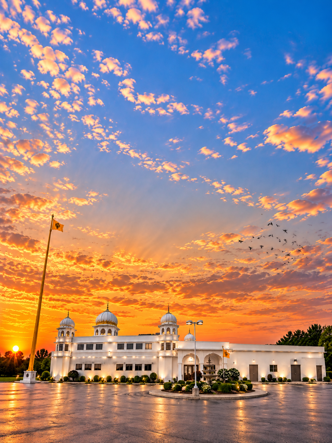 Gurdwara Khalsa Parkash Windsor at golden hour