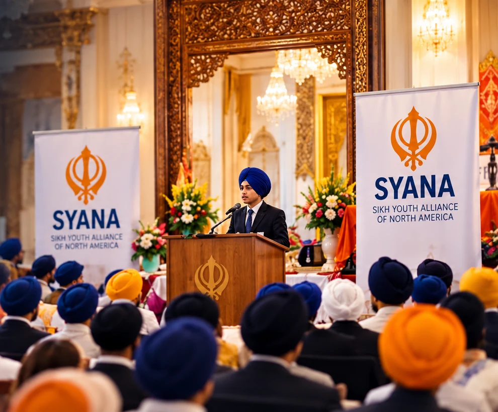 Illustrative symposium scene with a young speaker at a podium and seated attendees, cropped from the supplied banner.